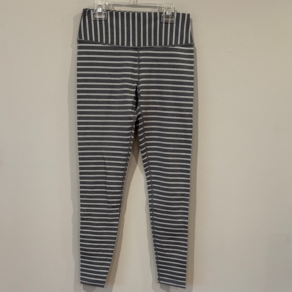 Glyder Gray and White Striped Leggings